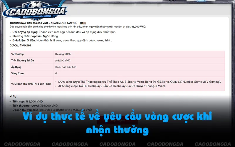 Cách tính doanh thu cược tối thiểu cần hoàn thành